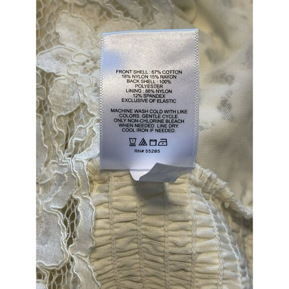 NWOT Express Ivory crochet Lace Corset Cropped Top M fitted v neck sleeveless - Picture 4 of 4